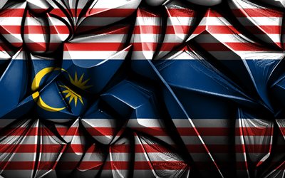 4k, Flag of Kuala Lumpur, American states, 3d Kuala Lumpur flag, USA, Kuala Lumpur flag, 3d texture, Day of Kuala Lumpur, national symbols, 3d art, Kuala Lumpur