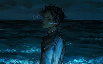 ryunosuke akutagawa, 4k, ليلة, bungo stray dogs, المانجا, شخصيات أنيمي, akutagawa ryuunosuke, أكوتاجاوا, عمل فني, ryunosuke akutagawa bungo stray dogs