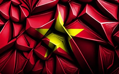vietnamin lippu, 4k, 3d  luova rakenne, vietnam 3d  lippu, aasia, 3d  taide, vietnam, aasian maiden lippu