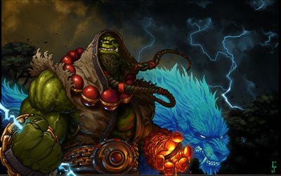 Warcraft Shaman, karakterler, orc, 4k, Dünya, WoW