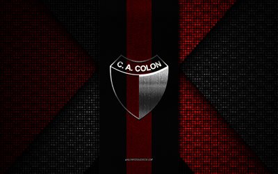 Colon De Santa Fe, Argentina Primera Division, red black white knitted texture, Colon De Santa Fe logo, Argentina football club, Colon De Santa Fe emblem, football, Santa Fe, Argentina, Colon De Santa Fe badge, Colon FC