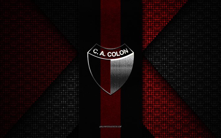 colon de santa fe, argentinien primera division, rot schwarz weiß gestrickte textur, colon de santa fe logo, argentinien fußballverein, colon de santa fe emblem, fußball, santa fe, argentinien, colon de santa fe abzeichen, colon fc