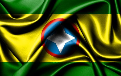 Bucaramanga flag, 4K, Colombian cities, fabric flags, Day of Bucaramanga, flag of Bucaramanga, wavy silk flags, Colombia, Cities of Colombia, Bucaramanga