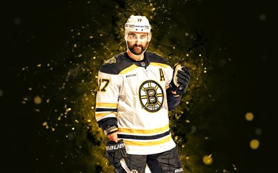 Nick Foligno, 4k, yellow neon lights, Boston Bruins, NHL, hockey, Nick Foligno 4K, blue abstract background, Nick Foligno Boston Bruins