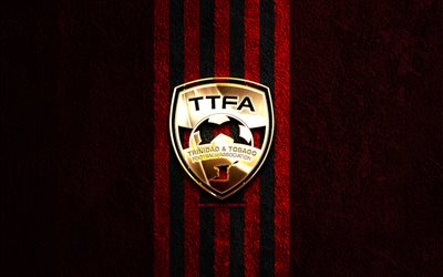 Trinidad and Tobago national football team logo, 4k, red stone background, CONCACAF, national teams, soccer, Trinidad and Tobago football team, football, Trinidad and Tobago national football team
