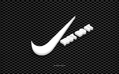 4k, Just Do It, isometric art, Nike logo, motivation quote, inspiration, Nike isometric logo, black background, Just Do It 3d art
