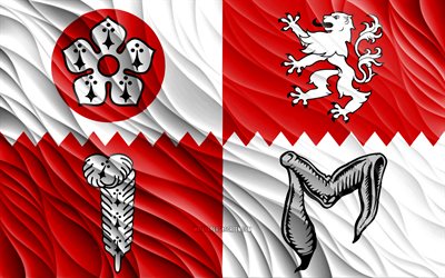 bandiera del leicestershire, 4k, bandiere di seta 3d, contee dell'inghilterra, giorno del leicestershire, onde di tessuto 3d, bandiere ondulate di seta, contee inglesi, leicestershire, inghilterra