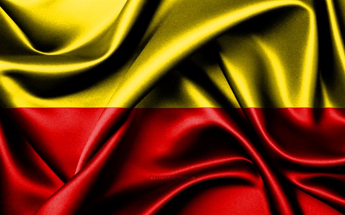 mulheimin lippu, 4k, saksan kaupungit, kangasliput, mulheimin päivä, aaltoilevat silkkiliput, saksa, mulheim