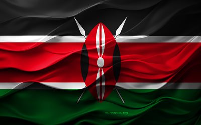 4k, flagge von kenia, afrikanische länder, 3d kenia flagge, afrika, kenia flagge, 3d  textur, tag von kenia, nationale symbole, 3d  kunst, kenia