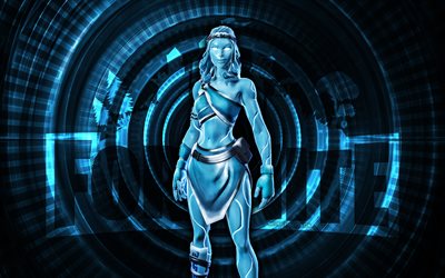 kar kalbi fortnite, 4k, mavi sarmal arka plan, fortnite, yaratıcı, kar kalbi görünümü, fortnite kar kalbi görünümü, kar kalbi, fortnite karakterleri