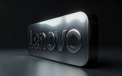 4k, Lenovo chrome logo, creative, black background, minimalism, Lenovo metal logo, artwork, Lenovo 3D logo, Lenovo logo, electronics brands, Lenovo