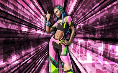 4k, Glasses Off Poet, pink rays background, Glasses Off Poet Skin, Glasses Off Poet Fortnite, abstract art, Fortnite Glasses Off Poet Skin, Fortnite characters, Fortnite, creative art