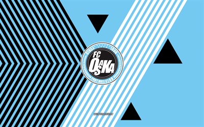 FC Osaka logo, 4k, Japanese football team, blue white lines background, FC Osaka, J3 League, Japan, line art, FC Osaka emblem, football