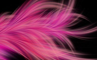 plumes rose, 4k, l'art, la fractale