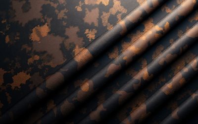 Wavy leather texture, 4k, camouflage background, camouflage leather texture, autumn camouflage, leather camouflage background, brown camouflage, leather background, camouflage