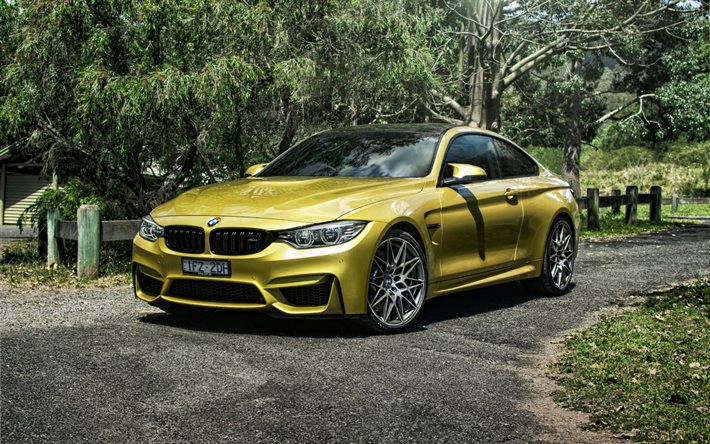 BMW M4, carretera, F82 de 2017, los coches, supercars, BMW, m4 de oro