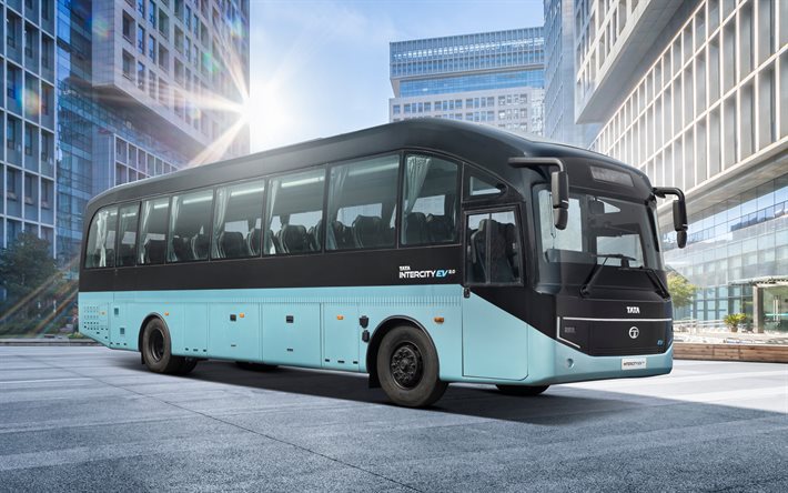 Tata Intercity EV, 4K, passenger transport, 2025 buses, electric buses, civil transport, transportation of people, tourism, 2025 Tata Intercity EV, buses, Tata