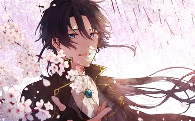 ryunosuke akutagawa, primavera, bungo stray dogs, parco, manga, personaggi anime, akutagawa ryuunosuke, akutagawa, opera d'arte, bungou ad alchimista, ryunosuke akutagawa bungo stray dogs