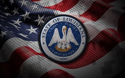Louisiana seal, 4K, Seals of US States, US flag, Louisiana badge, Seal of Louisiana, USA, Louisiana state, american flag, Louisiana emblem, Louisiana