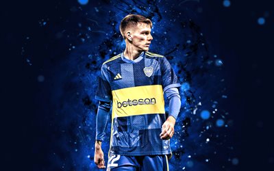 4k, kevin zenon, fondo abstracto azul, boca juniors fc, división argentina primaria, futbolistas argentinos, kevin zenon 4k, luces neones azules, fútbol americano, fútbol, cabj, ca boca juniors, kevin zenon boca juniors