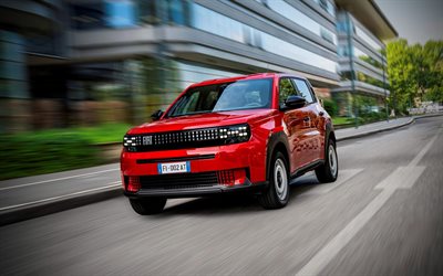 フィアットグランデパンダエレクトリック, 4k, モーションブラー, 2025車, クロスオーバー, レッドフィアットグランデパンダ, 2025フィアットグランデパンダ, 電気自動車, イタリアの車, フィアット