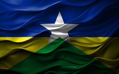 4k, rondonia flagga, stater i brasilien, 3d rondonia flagga, brasilien, 3d  konsistens, rondonia dag, brasilianska nationella symboler, 3d  konst, rondonia
