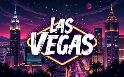 las vegas vector, 4k, nevada, casino las vegas, arte de las vegas, horizonte de las vegas, eeuu, arte creativo, las vegas