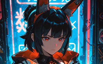 Hoshimi Miyabi, 4k, blue abstract background, Zenless Zone Zero, darkness, manga, Zenless Zone Zero charcaters, Icon Frost Frost, Icon Anomaly Anomaly, Hoshimi Miyabi Zenless Zone Zero