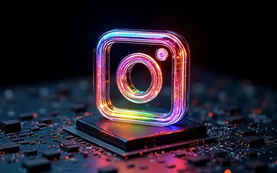 Instagram glowing 3D logo, 4K, Instagram 3D emblem, Instagram logo, Instagram sign, digital art, Instagram symbol, Instagram
