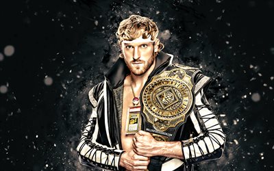لوغان بول, 4k, أضواء النيون البيضاء, wwe, مبدع, مصارع أمريكي, لوغان الكسندر بول, لوغان بول بالحزام, إن إكس تي, خلفية مجردة سوداء, الترفيه العالمي للمصارعة, المصارعين, لوجان بول 4k