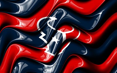 Houston Texans 3D logo, 4k, blue red 3D waves, NFL, american football, Houston Texans flag, creative, Houston Texans logo, Houston Texans emblem, american football team, Houston Texans