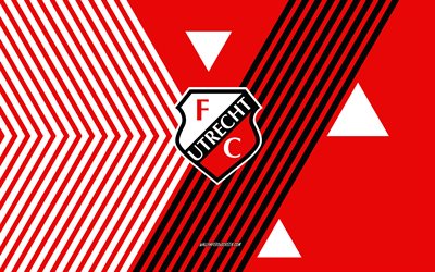 FC Utrecht logo, 4k, Dutch football team, red white lines background, FC Utrecht, Eredivisie, Netherlands, line art, FC Utrecht emblem, football