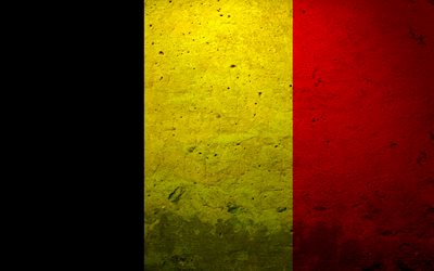 flagge von belgien, grunge, belgische flagge, symbole, stein