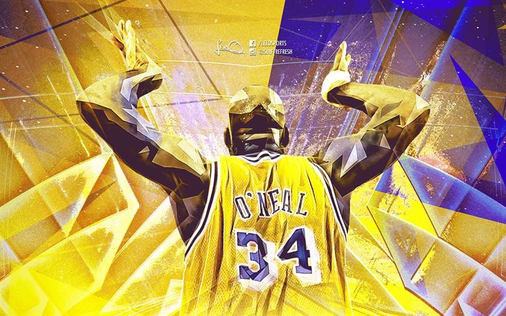 Shaquille ONeal, fan art, el jugador de baloncesto de Los Ángeles Lakers, 2016, la NBA, LA