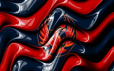 logotipo 3d de los firebirds del valle de coachella, 4k, ondas 3d rojas azules, ahl, hockey, bandera de los firebirds del valle de coachella, creativo, logotipo de los firebirds del valle de coachella, equipo de hockey americano, pájaros de fuego del valle de coachella