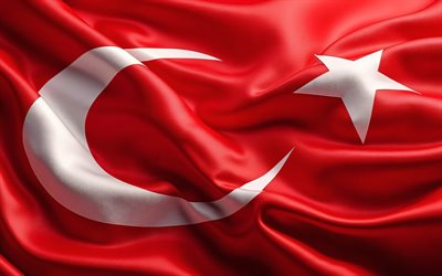 4k, seidenflagge der türkei, gewellte stofffahnen, europäische länder, flagge der türkei, europa, türkei 3d flagge, türkische flagge, truthahn, tag der türkei, türkische nationalsymbole, türkei flagge