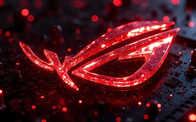 asus rog röd glödande logotyp, 4k, svart teknik bakgrund, asus rog emblem, asus rog röd glödande skylt, asus rog logotyp, svart techno bakgrund, asus rog, republic of gamers, rog logotyp, rog