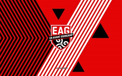 En Avant Guingamp logo, 4k, French football team, red black lines background, En Avant Guingamp, Ligue 2, France, line art, En Avant Guingamp emblem, football, Guingamp