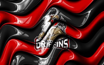 logo 3d des griffins de grand rapids, 4k, vagues 3d rouges noires, lah, hockey, drapeau des griffins de grand rapids, créatif, logo des griffins de grand rapids, emblème des griffins de grand rapids, équipe américaine de hockey, griffons de grand rapids