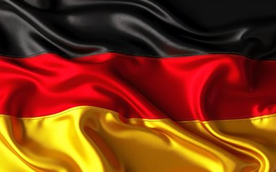 4k, deutschland seidenflagge, gewellte stofffahnen, europäische länder, flagge von deutschland, europa, stofffahne deutschland, deutsche flagge, deutschland, tag deutschlands, deutsche nationalsymbole, deutschland flagge