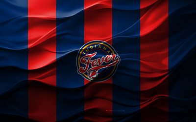 4k, indiana fever logo, blau roter 3d hintergrund, indiana fieber emblem, wnba, amerikanisches basketballteam, indiana fieber flagge, 3d textur, indiana fieber, basketball, usa