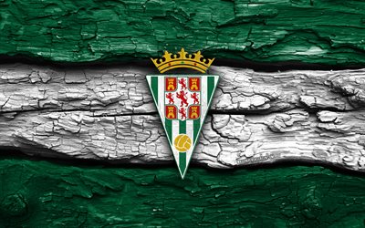 logotipo de madeira do córdoba cf, 4k, fundo de madeira branco verde, laliga2, futebol, logotipo do córdoba cf, emblema do córdoba cf, córdoba fc, segunda, clube de futebol espanhol, córdoba cf
