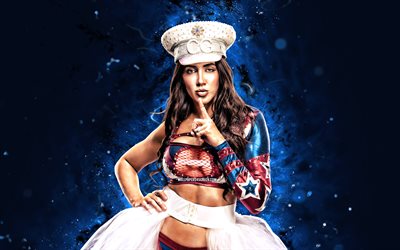 4k, Chelsea Green, blue neon lights, WWE, creative, american wrestler, Chelsea Anne Cardona, blue abstract background, World Wrestling Entertainment, wrestlers, Chelsea Green 4K