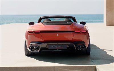 2027, ferrari amalfi araignée, 4k, vue arrière, extérieur, ferrari amalfi en bronze, nouvelle ferrari amalfi spider 2026, supercars, voitures de sport italiennes, ferrari
