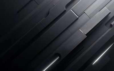 4k, fondo negro 3d, diseño de materiales, texturas 3d, rayos de metal negro, obra de arte, arte metálico, geometría, fondos abstractos, fondos geométricos, abstracciones, fondos abstractos negros