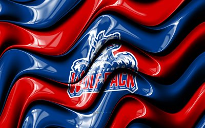 logotipo 3d de la manada de lobos de hartford, 4k, ondas 3d rojas azules, ahl, hockey, bandera de la manada de lobos de hartford, creativo, logotipo de la manada de lobos de hartford, equipo de hockey americano, manada de lobos de hartford