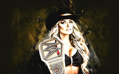 trish stratus, wwe, luchador americano, fondo de piedra dorada, campeón de la wwe, arte grunge, eeuu, lucha, patricia anne stratigeas, trish stratus wwe, entretenimiento de lucha libre mundial