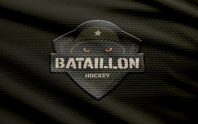 Bataillon St-Hyacinthe fabric logo, 4k, green fabric background, LNAH, bokeh, hockey, Bataillon St-Hyacinthe logo, Bataillon St-Hyacinthe emblem, canadian hockey team, Bataillon St-Hyacinthe