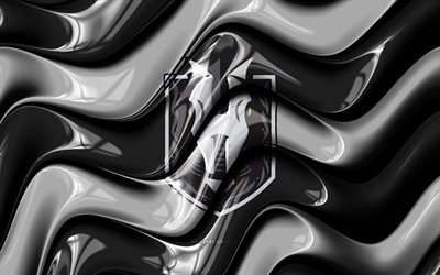 logo 3d des henderson silver knights, 4k, vagues 3d gris noir, lah, hockey, drapeau des henderson silver knights, créatif, logo des chevaliers d'argent d'henderson, équipe américaine de hockey, chevaliers d'argent d'henderson