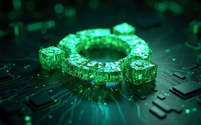 logo lumineux vert ubuntu, 4k, logo 3d créatif ubuntu, ubuntu linux, logo vert ubuntu 3d, emblème ubuntu, fond de technologie noir, signe ubuntu, logoubuntu, linux, ubuntu